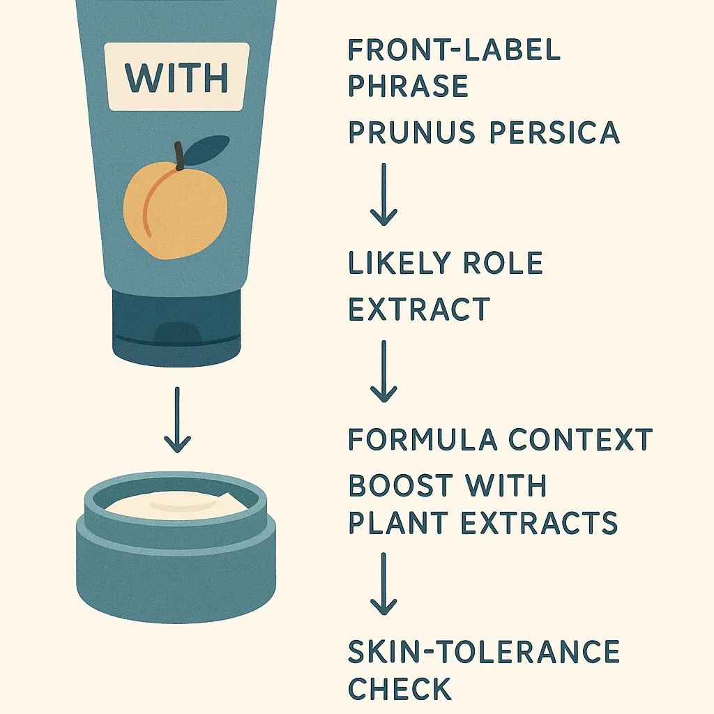 Editorial diagram showing skincare label reading and ingredient evaluation