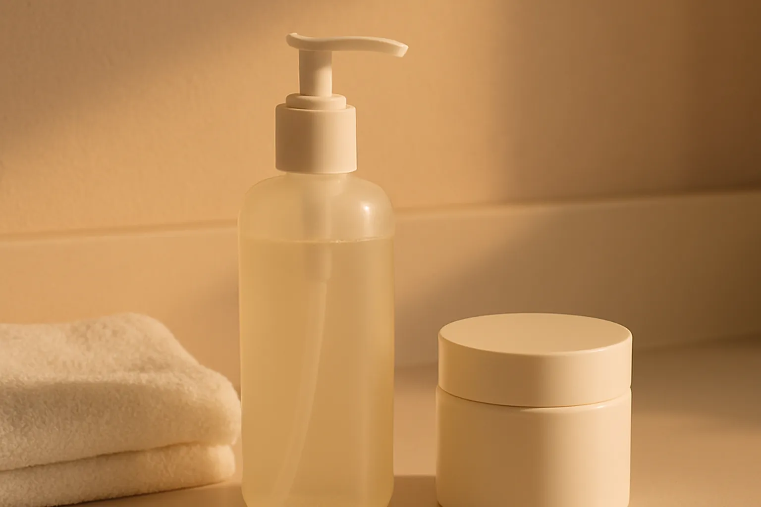 A calm evening skincare routine with cleanser and moisturizer