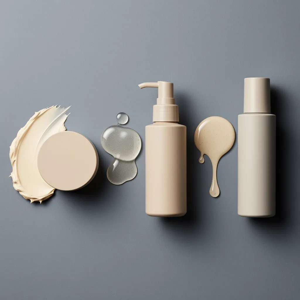Three sunscreen texture swatches: cream, gel and fluid