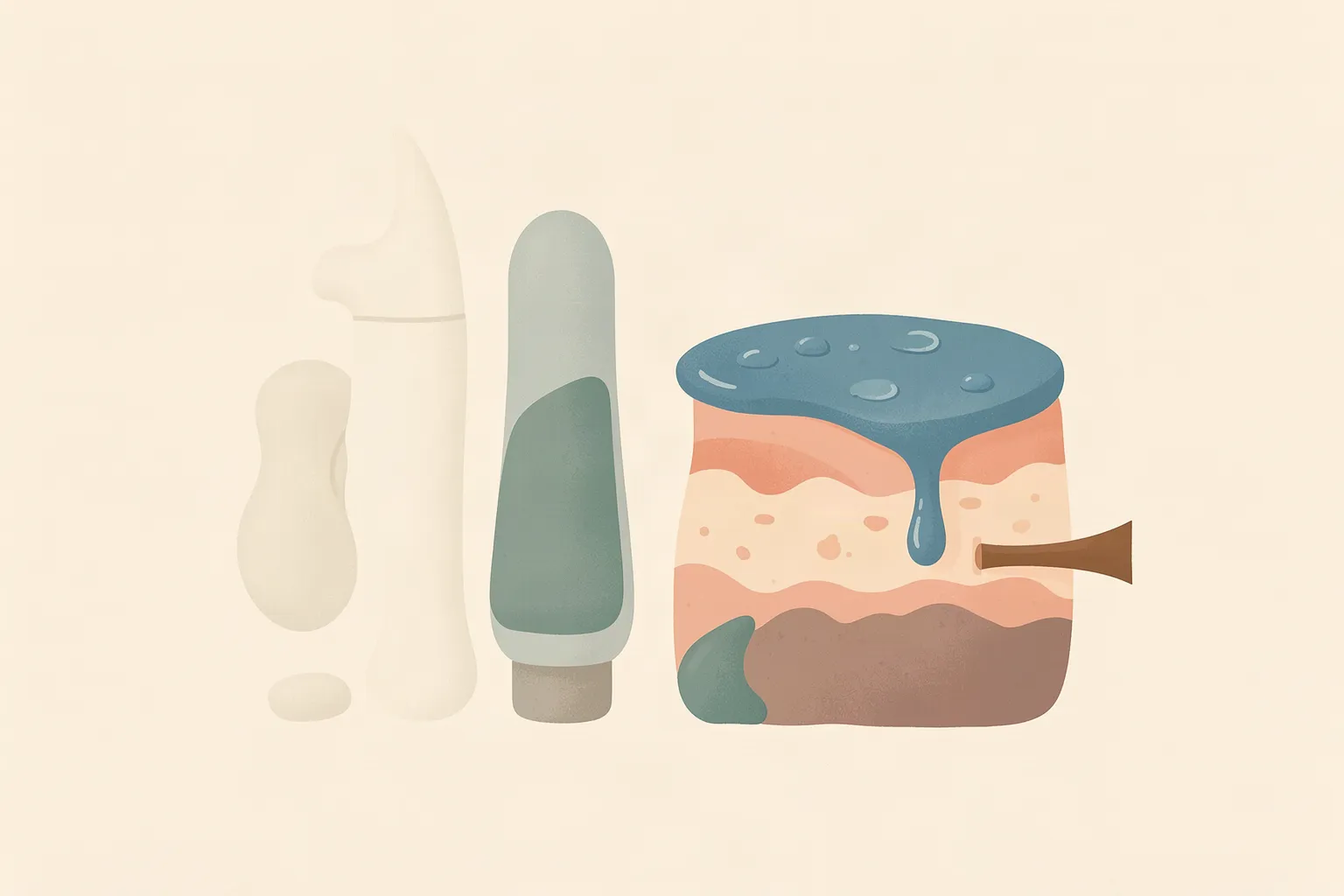 Moisturizer textures arranged beside a model of the outer skin barrier.